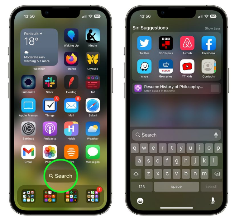 开州苹果手机维修分享升级到 iOS 16 后，如何删除主屏幕上的搜索按钮 