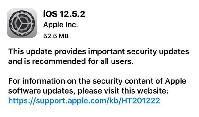 开州苹果手机维修分享iOS12.5.2发布，建议所有老苹果用户安装 